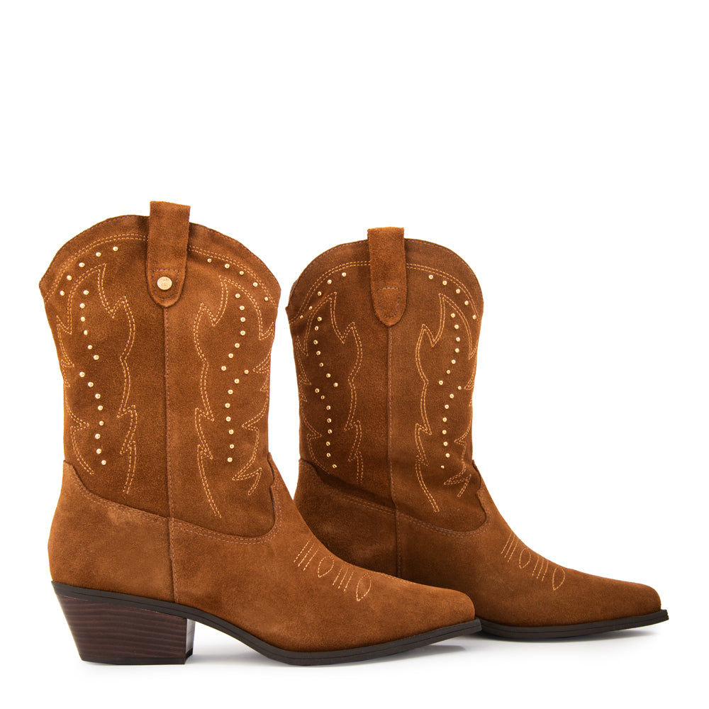 Bota vaquera cuero catalina camel