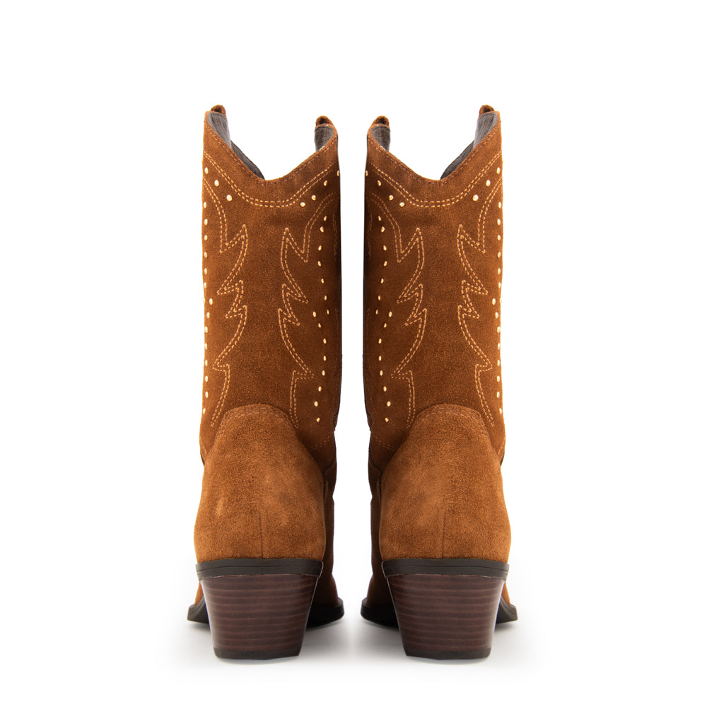 Bota vaquera cuero catalina camel