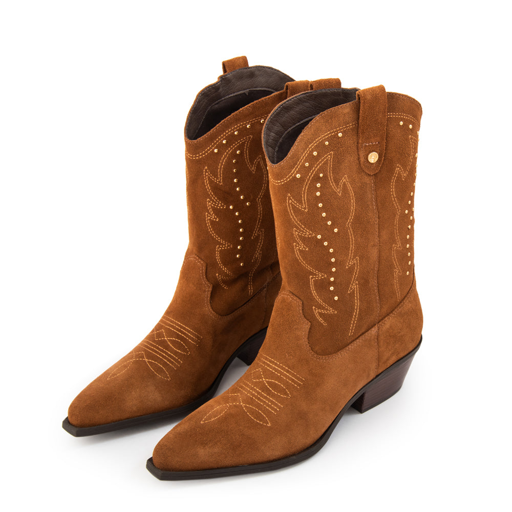 Bota vaquera cuero catalina camel