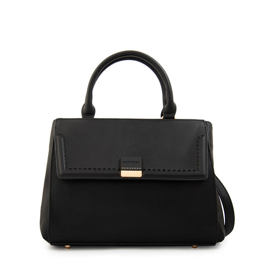 Cartera tote con tapa clary mediana negro