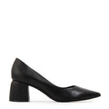 Zapato taco medio leila cuero negro