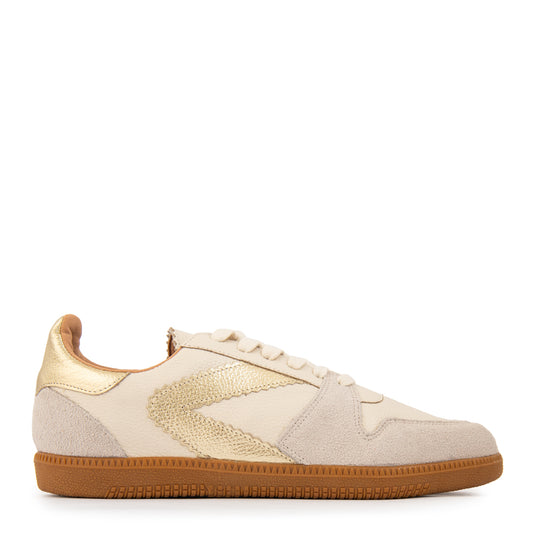 Zapatilla dania cuero beige