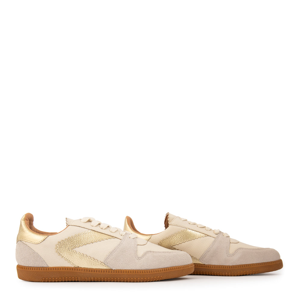 Zapatilla dania cuero beige