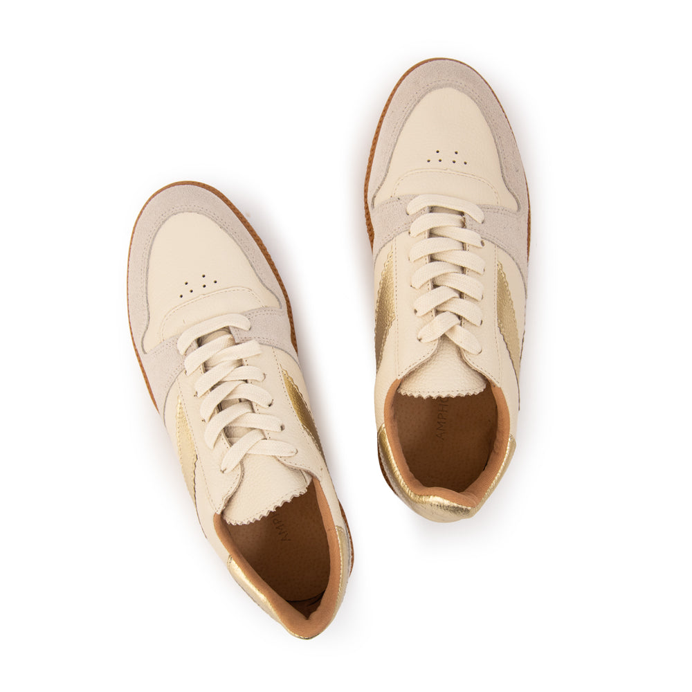 Zapatilla dania cuero beige