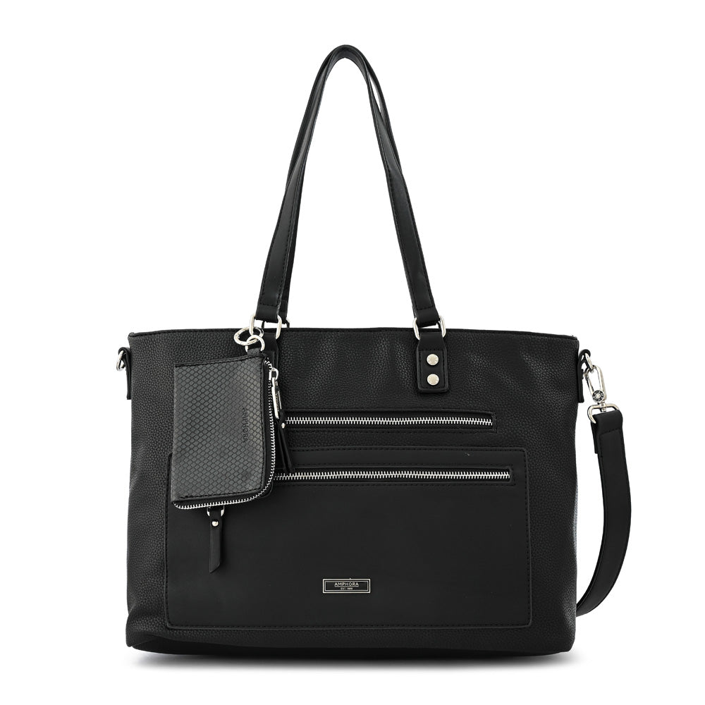 Cartera tote porta notebook gallet grande negro