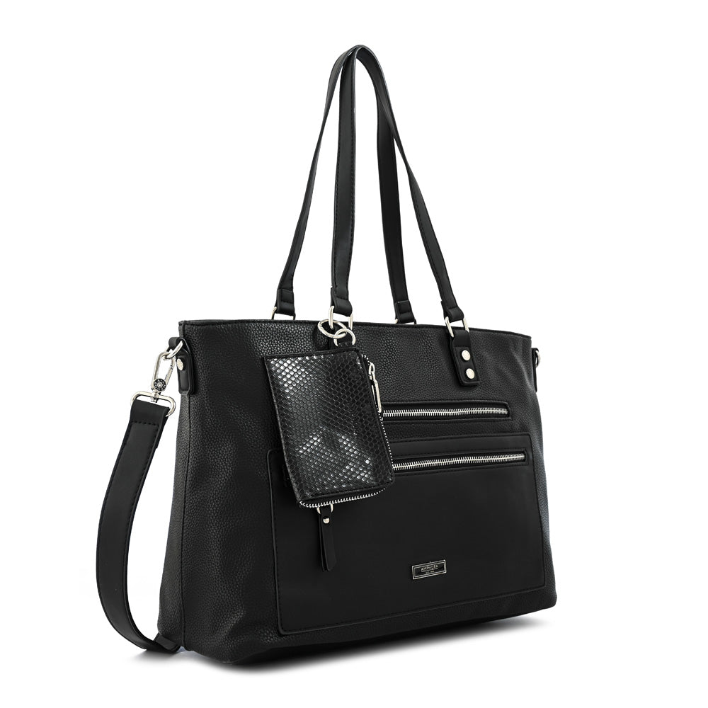 Cartera tote porta notebook gallet grande negro