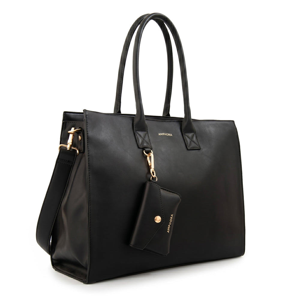 Cartera tote porta notebook mabel grande negro