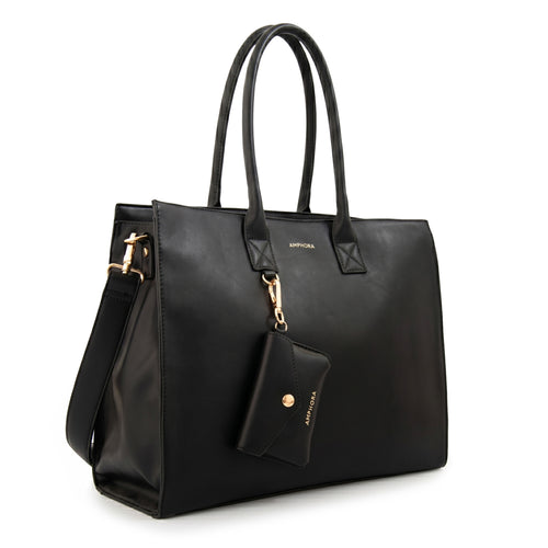 Cartera tote porta notebook mabel grande negro