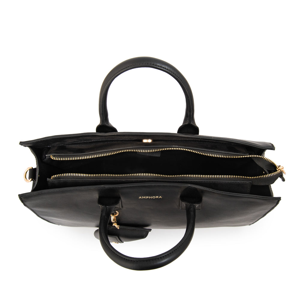 Cartera tote porta notebook mabel grande negro