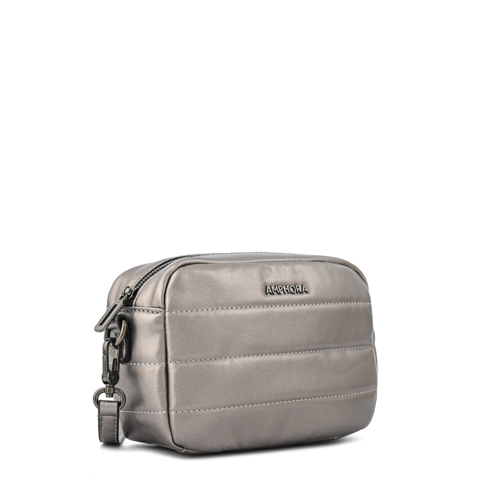 Cartera bandolera maricel pequeña plateado oscuro