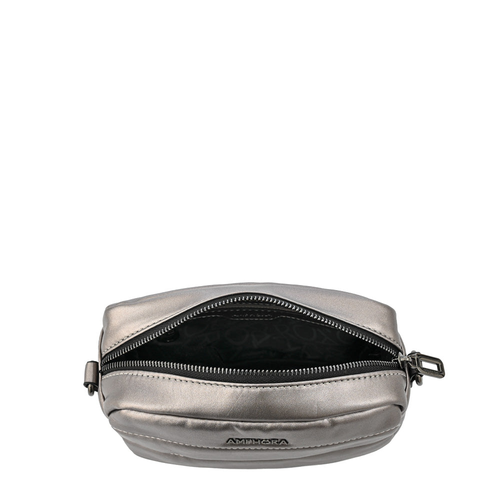 Cartera bandolera maricel pequeña plateado oscuro