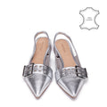 Zapato Taco nelia cuero plateado