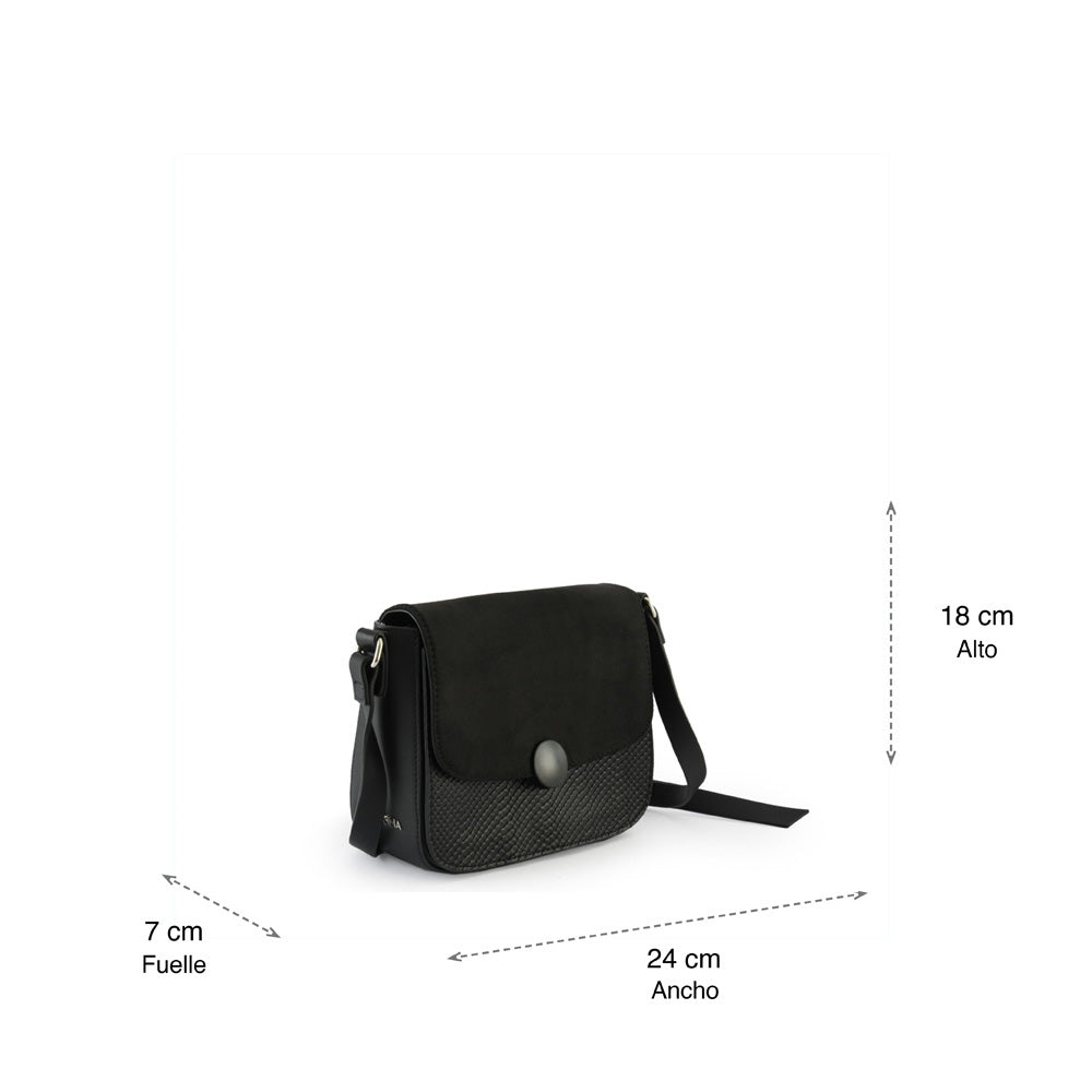 Cartera bandolera con tapa bouton pequeña negro