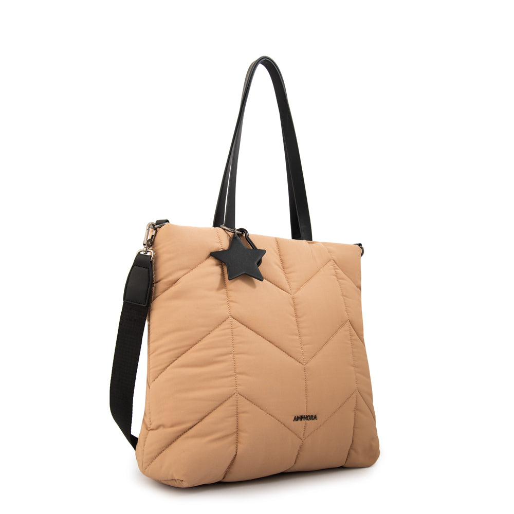 Cartera tote shopping novak grande beige oscuro