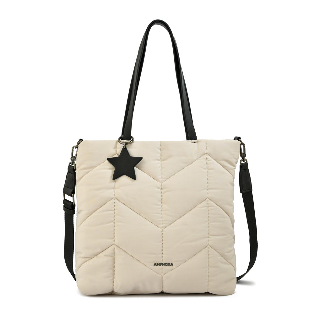 Cartera tote shopping novak grande blanco crudo