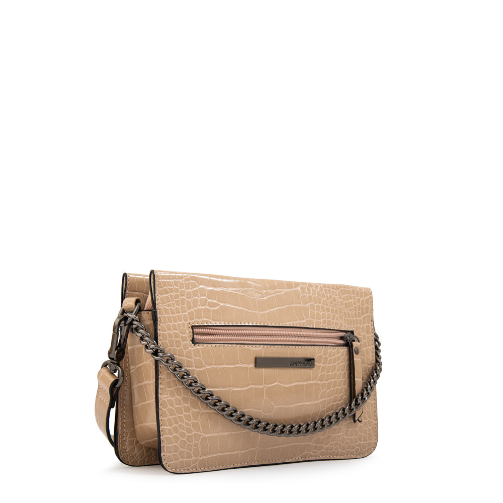 Cartera bandolera anaya pequeña beige oscuro