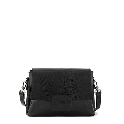 Cartera bandolera mediana antonella negro texturizado