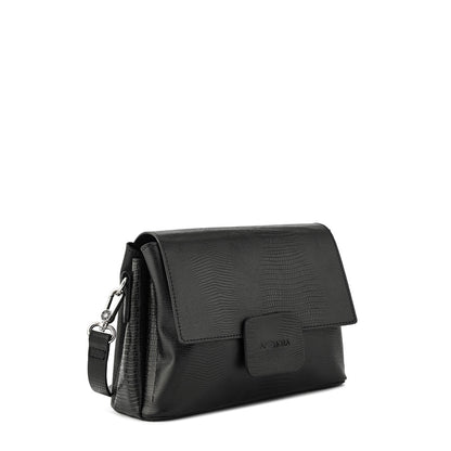 Cartera bandolera mediana antonella negro texturizado