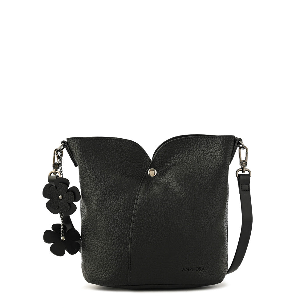 Cartera bandolera mediana emma negro texturizado