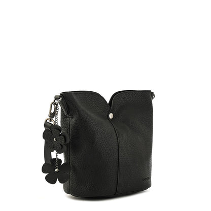 Cartera bandolera mediana emma negro texturizado