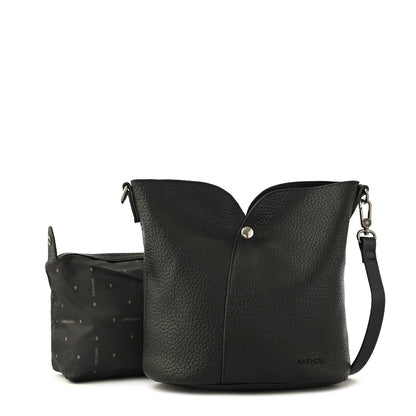 Cartera bandolera mediana emma negro texturizado