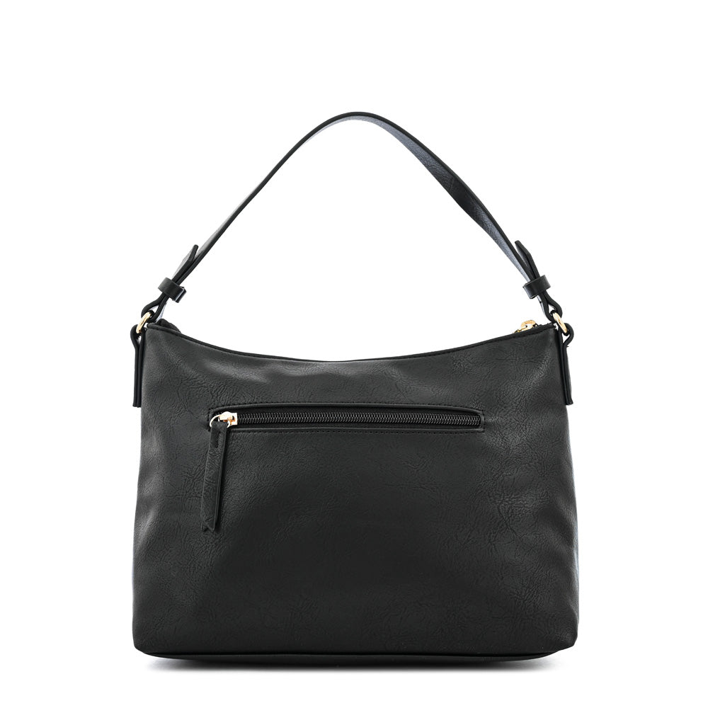 Cartera corte oval rustique mediana negro