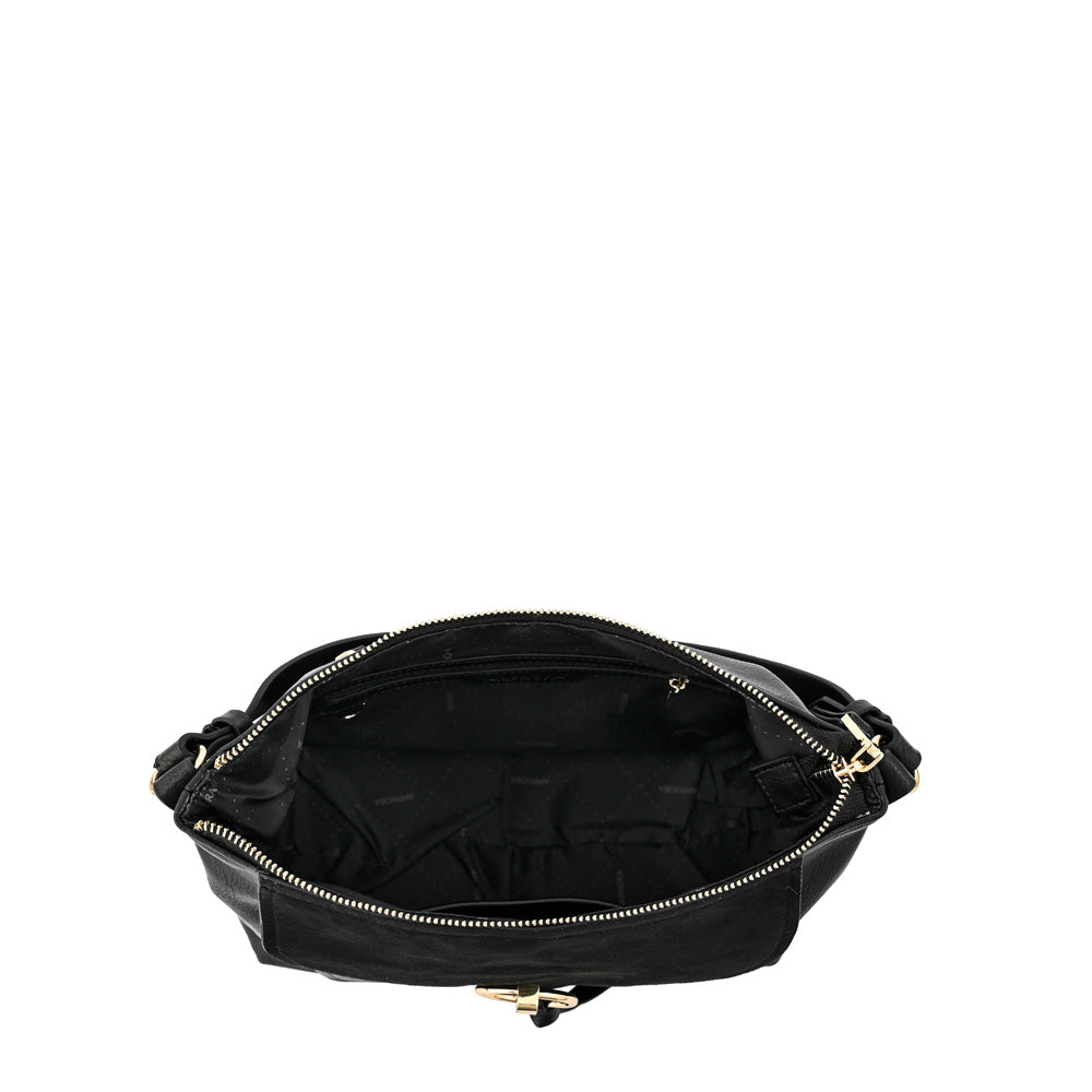Cartera corte oval rustique mediana negro