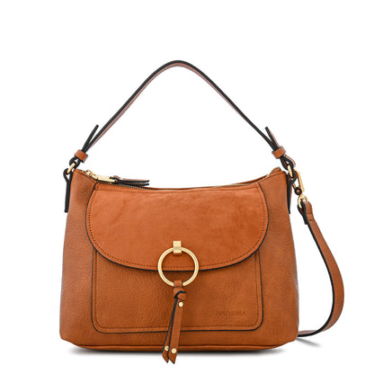 Cartera corte oval mediana rustique camel