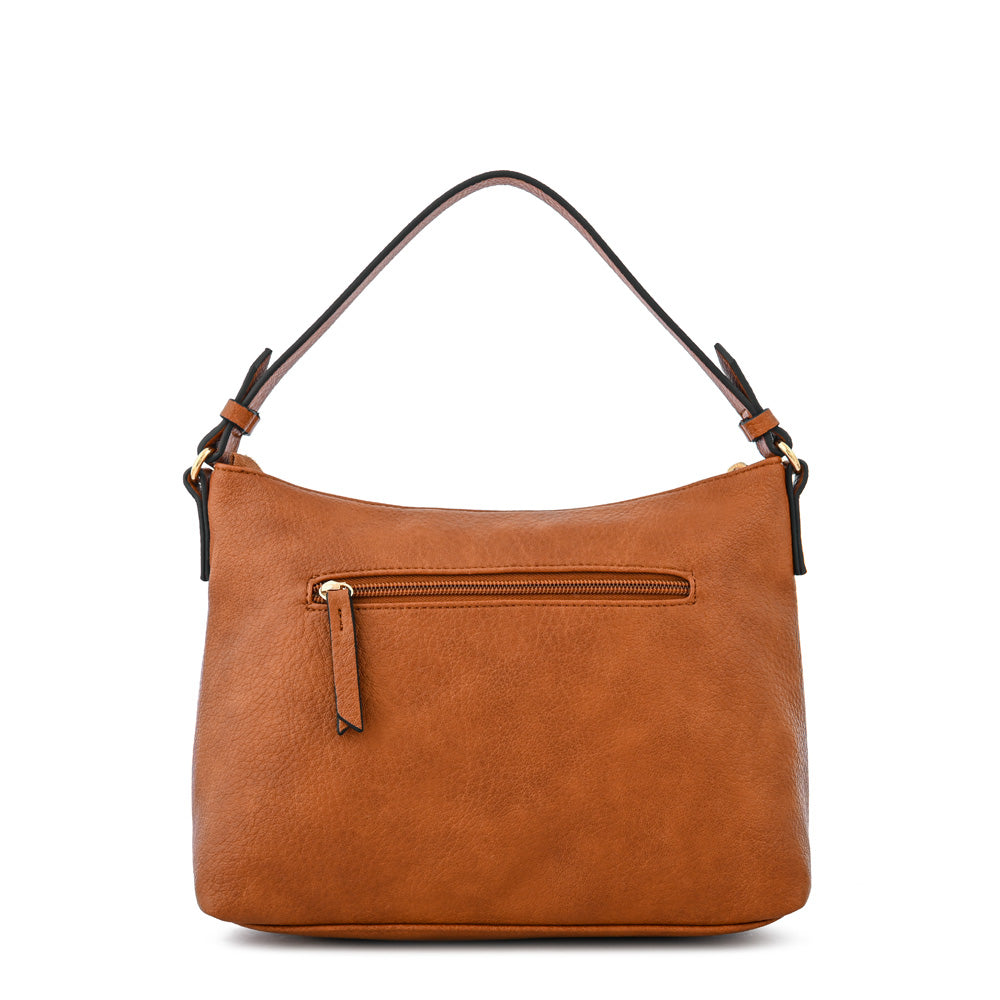 Cartera corte oval mediana rustique camel