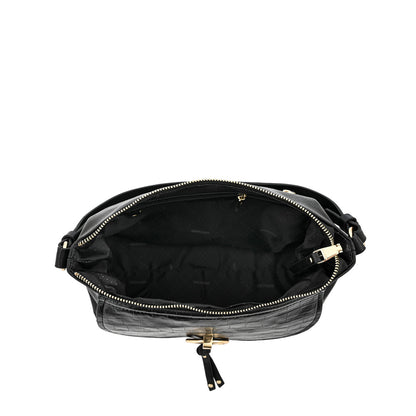 Cartera corte oval mediana rustique negro texturizado