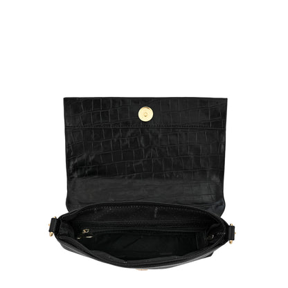 Cartera bandolera mediana thais negro texturizado