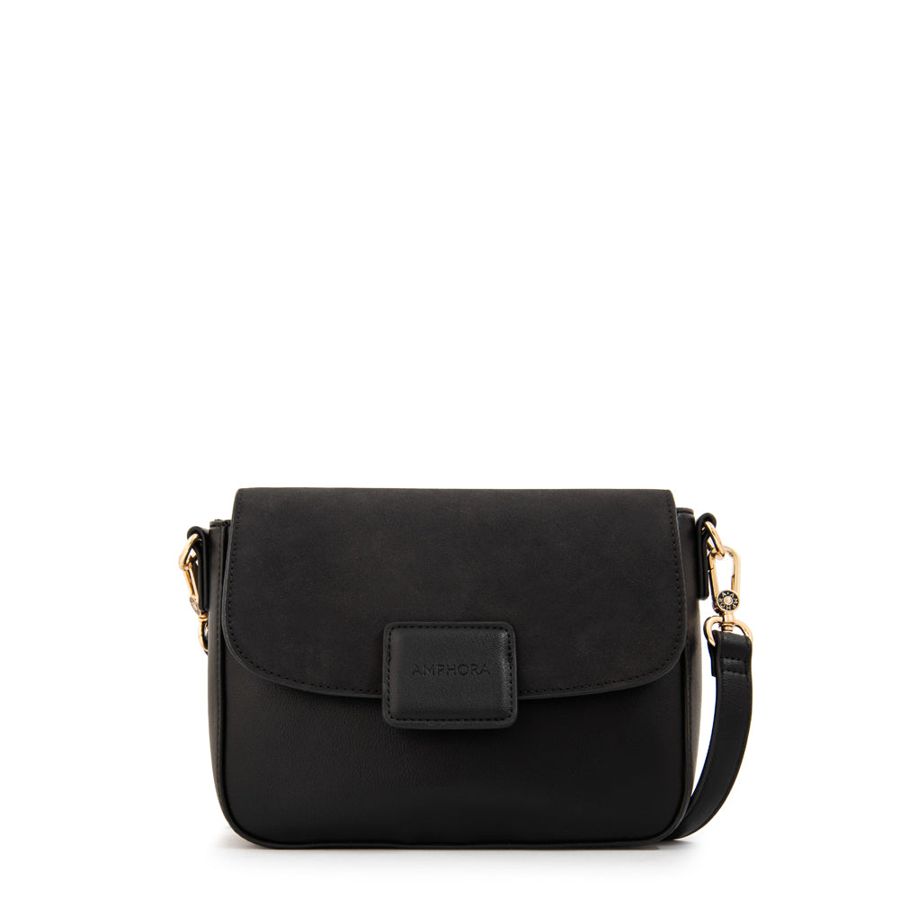 Cartera bandolera con tapa osaka pequeña negro