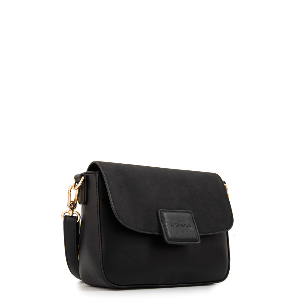 Cartera bandolera con tapa osaka pequeña negro
