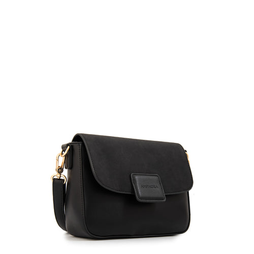 Cartera bandolera con tapa osaka pequeña negro