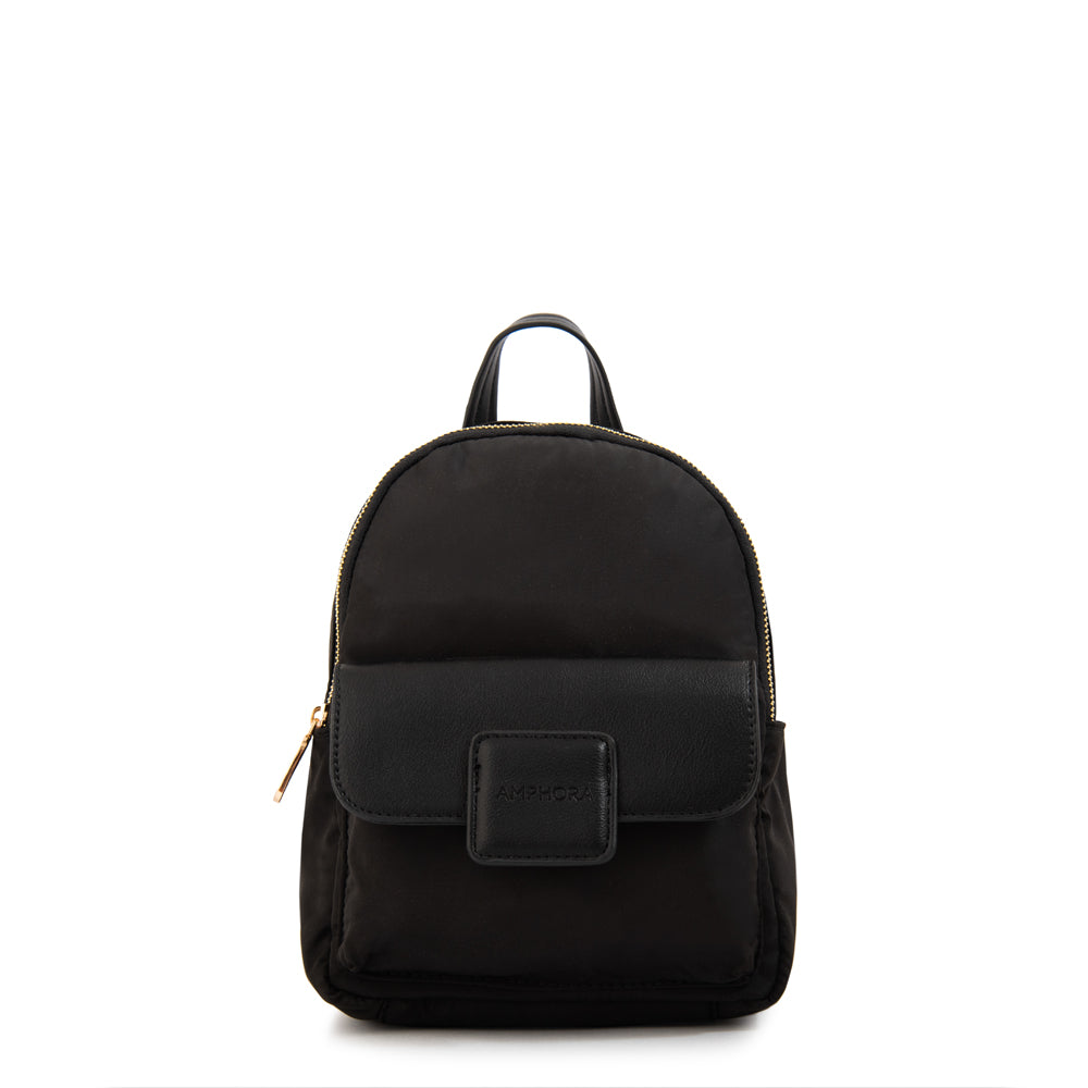 Mochila con tapa osaka pequeña negro especial