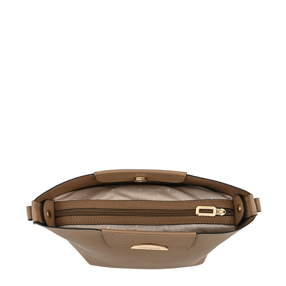 Cartera bandolera naty mediana taupe