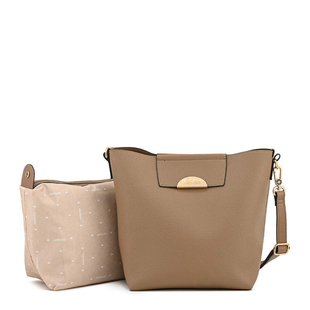 Cartera bandolera naty mediana taupe