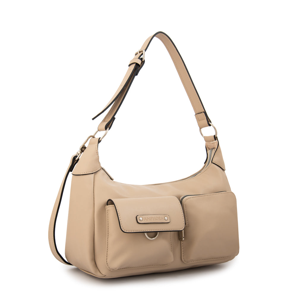 Cartera Corte Oval mediana solene beige