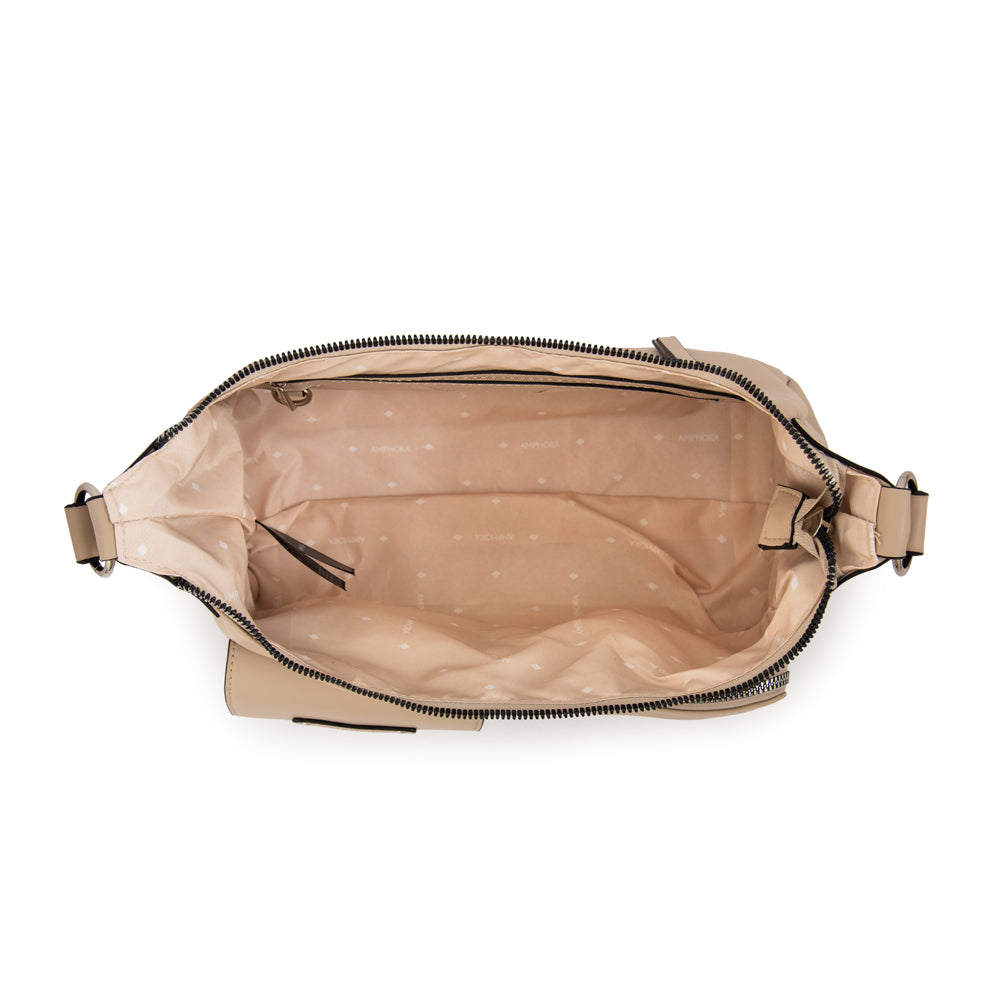 Cartera corte oval solene mediana beige
