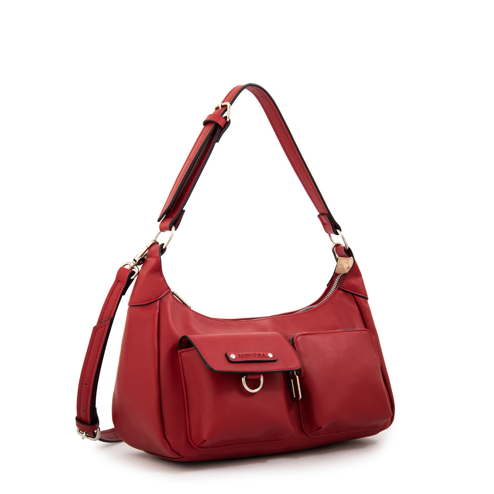 Cartera corte oval solene mediana rojo oscuro