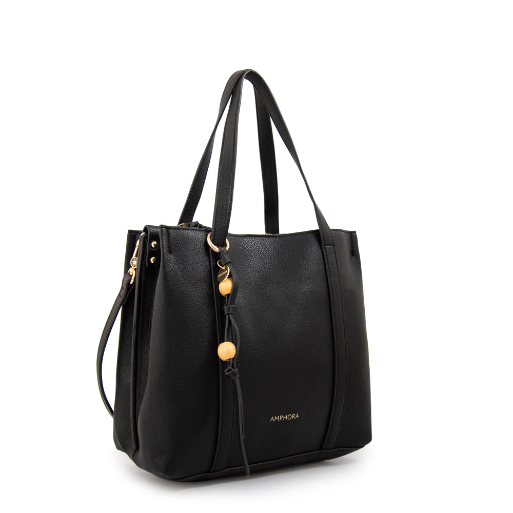 Cartera tote tres divisiones valeria pequeña negro