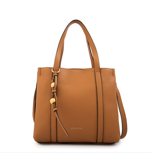 Cartera tote tres divisiones valeria pequeña camel