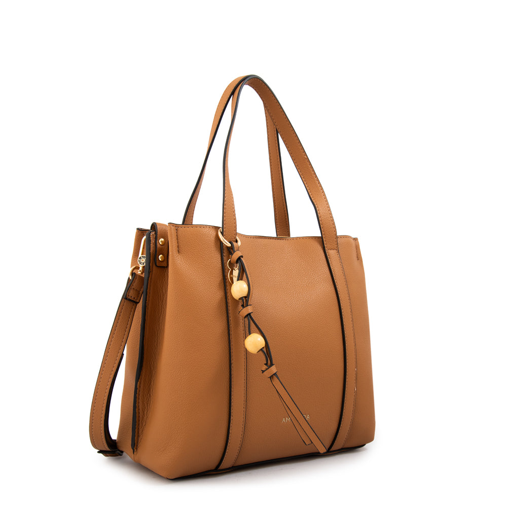 Cartera tote tres divisiones valeria pequeña camel