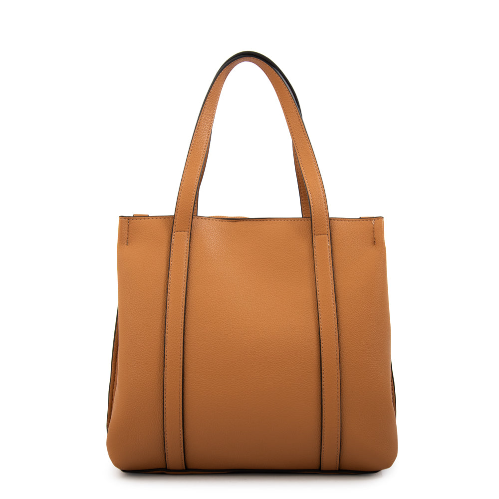Cartera tote tres divisiones valeria pequeña camel