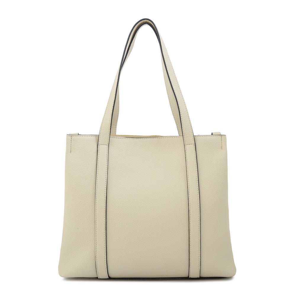 Cartera tote tres divisiones valeria pequeña blanco crudo