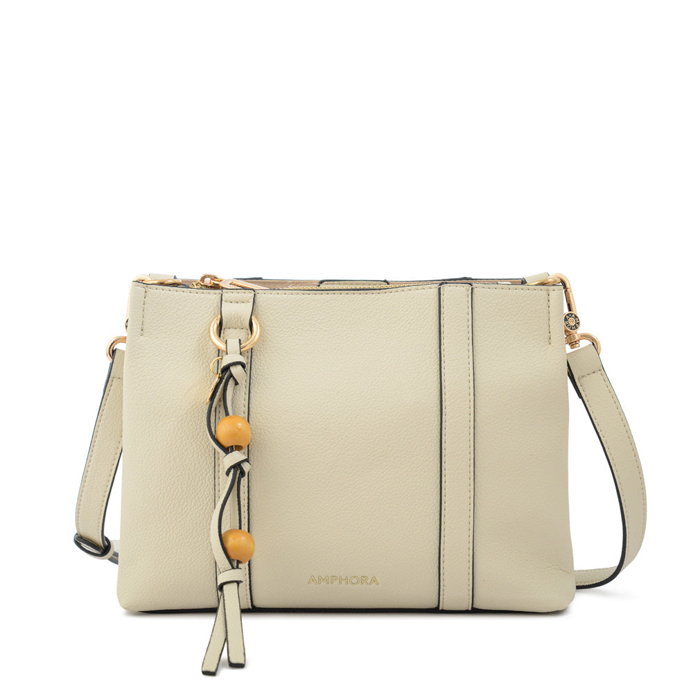 Cartera bandolera valeria pequeña blanco crudo
