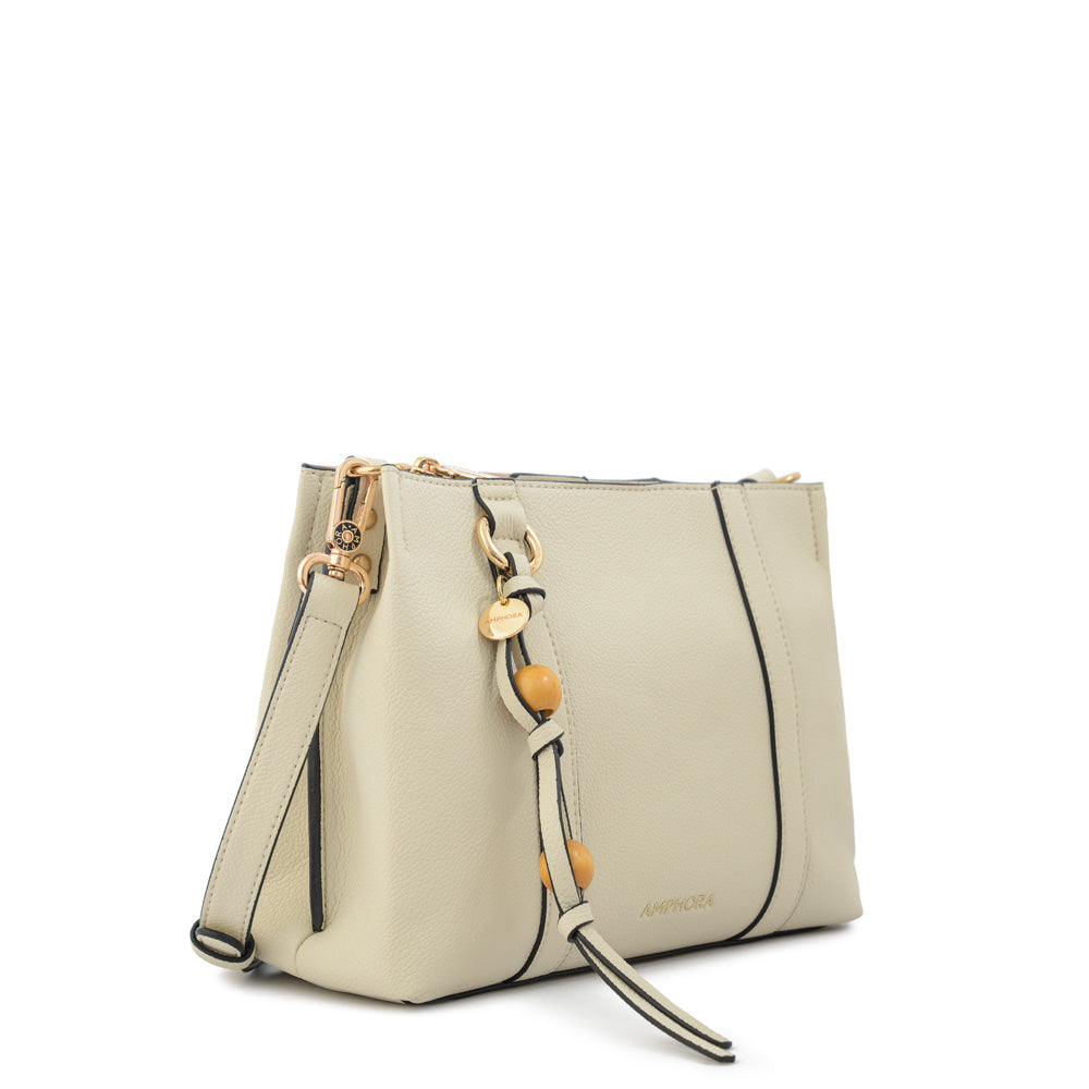 Cartera bandolera valeria pequeña blanco crudo