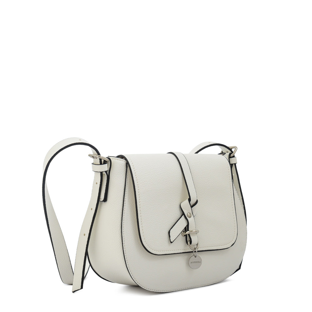 Cartera bandolera con tapa lesage pequeña blanco