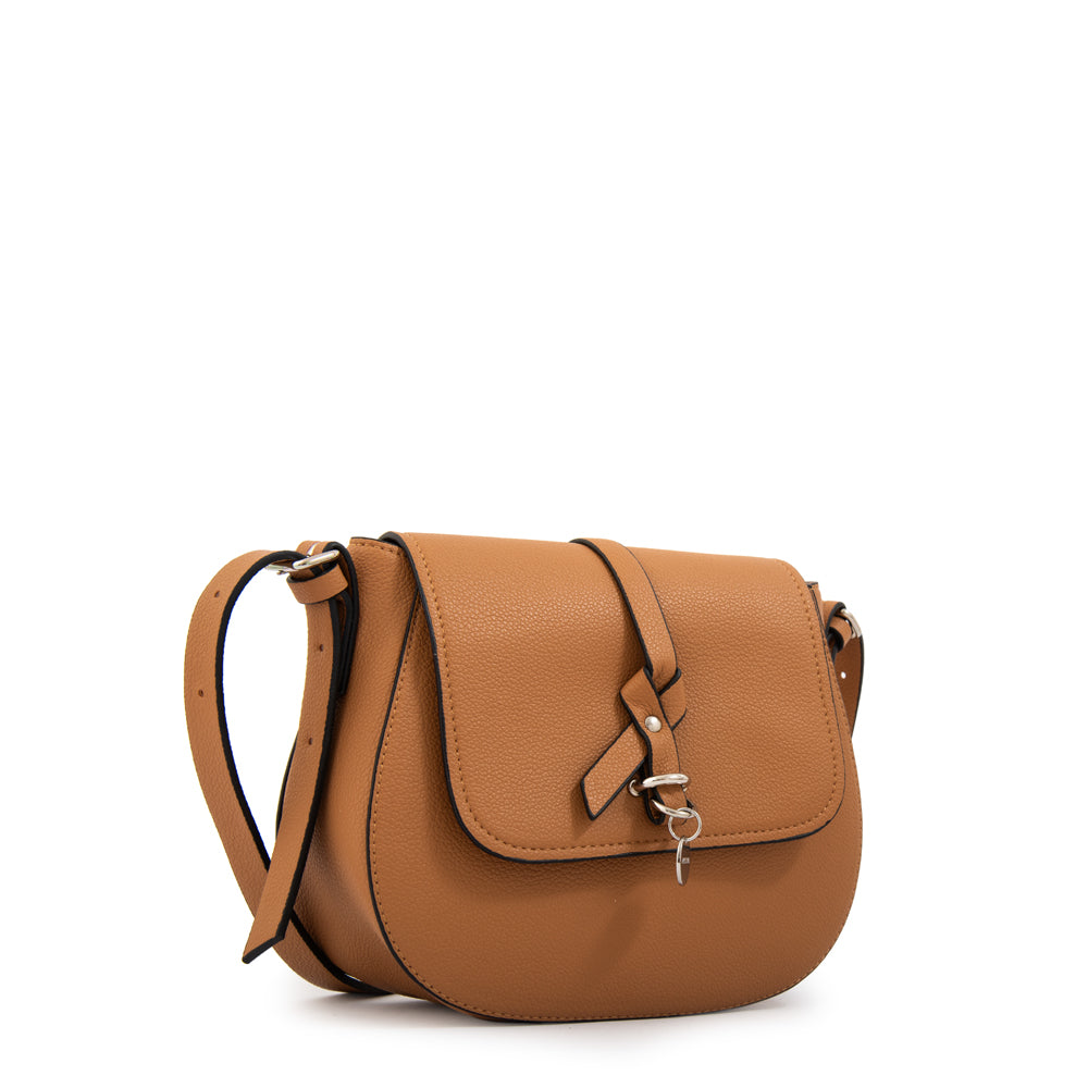 Cartera bandolera con tapa lesage pequeña camel