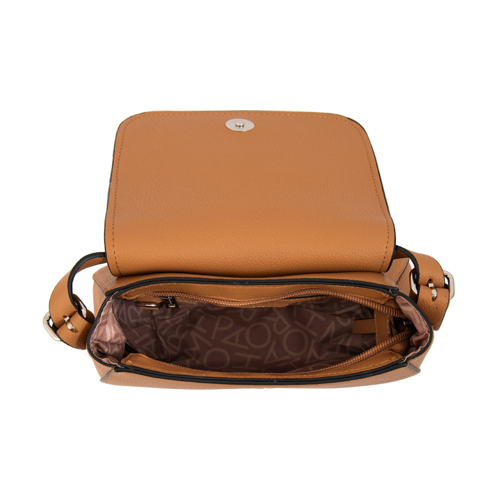 Cartera bandolera con tapa lesage pequeña camel